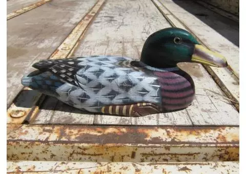 Decorative Hand-Painted Wooden Mallard Duck